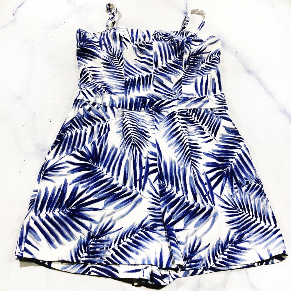 Sam Edelman Printed Strappy Romper Cobalt Palm - Picture 2 of 8